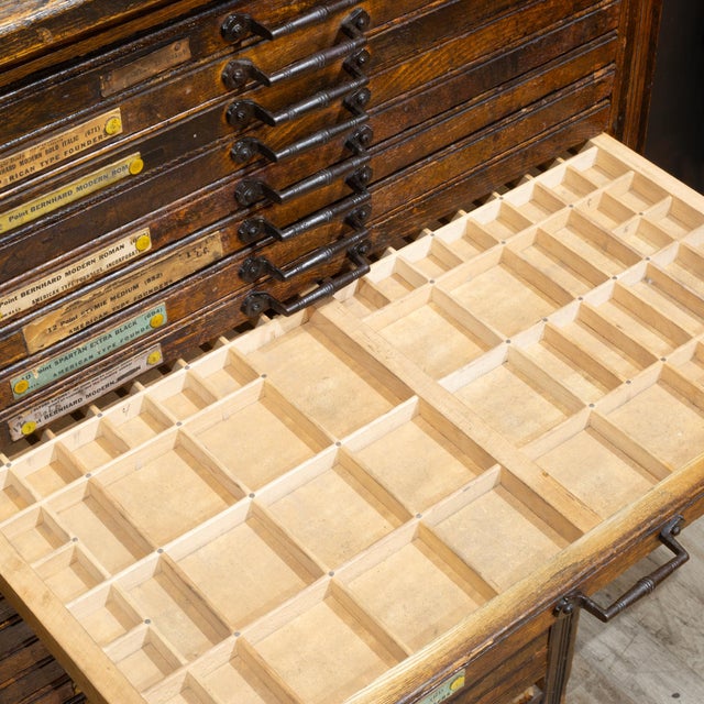 Antique 36 Drawer Printer's Typeset Industrial Cabinet c.1910-1920 For Sale - Image 4 of 10