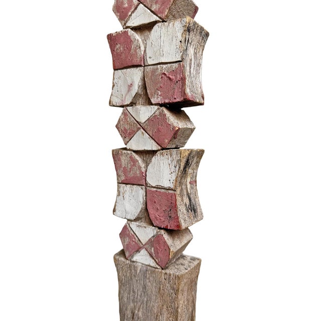 Red Antique Old Madagascar Property Post Sculpture For Sale - Image 8 of 9
