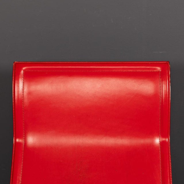 Animal Skin 20th Century Italian Red Leather Chair by Toussaint & Angeloni for Matteo Grassi, 1970 For Sale - Image 7 of 18