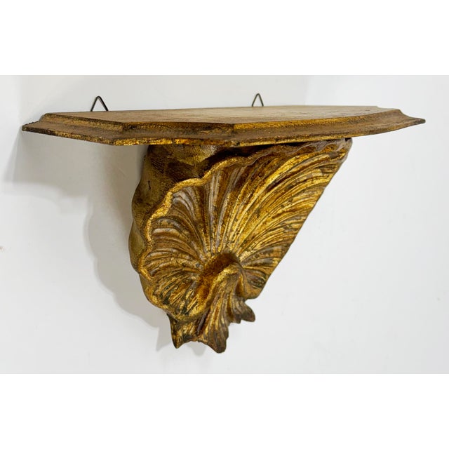 Early 20th Century Vintage Italian Giltwood Grotto Shell Wall Shelf For Sale - Image 5 of 6