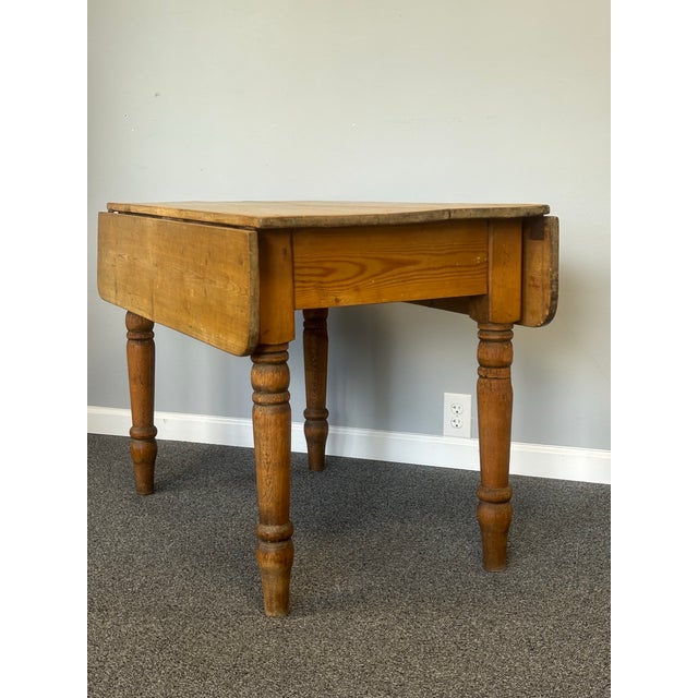 19th Century English Pine Drop Leaf Table For Sale - Image 4 of 12