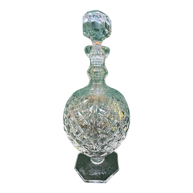 1930s Art Deco Beautifully Etched Crystal Perfume Bottle or Decanter For Sale