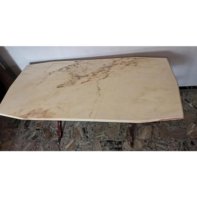 1960s Brass, Marble & Wood Side Table, Italy, 1960s For Sale - Image 5 of 9