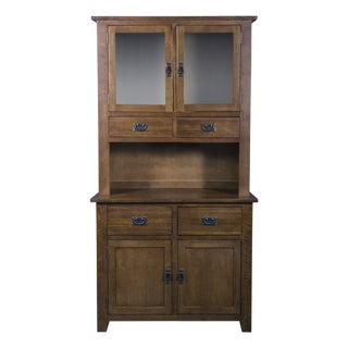 Mission 4 Door & 4 Drawer China Cabinet - Walnut - 42"w For Sale