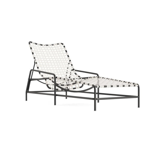 Brown Jordan Kantan Aluminum Suncloth Chaise Lounge, Textured Pewter frame with White fabric For Sale - Image 12 of 12