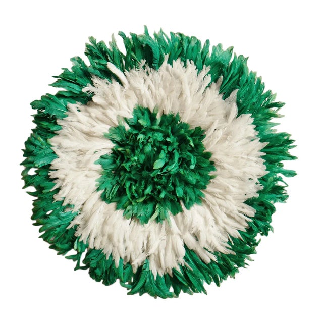 Vintage Green & White African Juju Hat Wall Art For Sale - Image 4 of 4