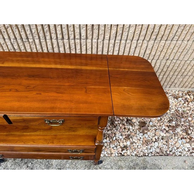 Statton Trutype Furniture Solid Cherry Drop-Leaf Console -Sofa Table. on Casters. Mid Century Statton Trutype Furniture...