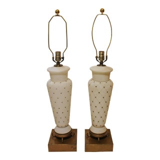 Circa 1950s American Pair of Glass Faux Marble Lamps For Sale
