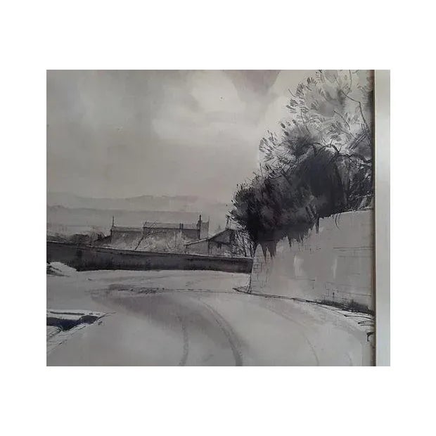 Vintage C.1954 Italian Artist Paride Castellan Ink Painting For Sale - Image 4 of 5