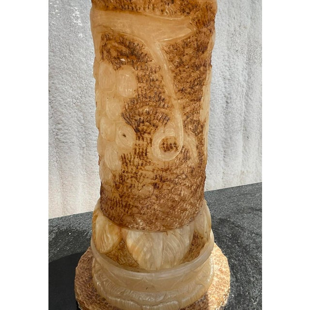 Mid 20th Century Vintage Italian Carved Alabaster Pedestals - a Pair For Sale - Image 5 of 10