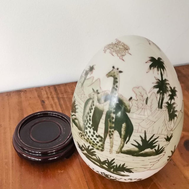 Vintage Porcelain Egg with African Safari Animal Style Decoration, 1970s For Sale - Image 10 of 14