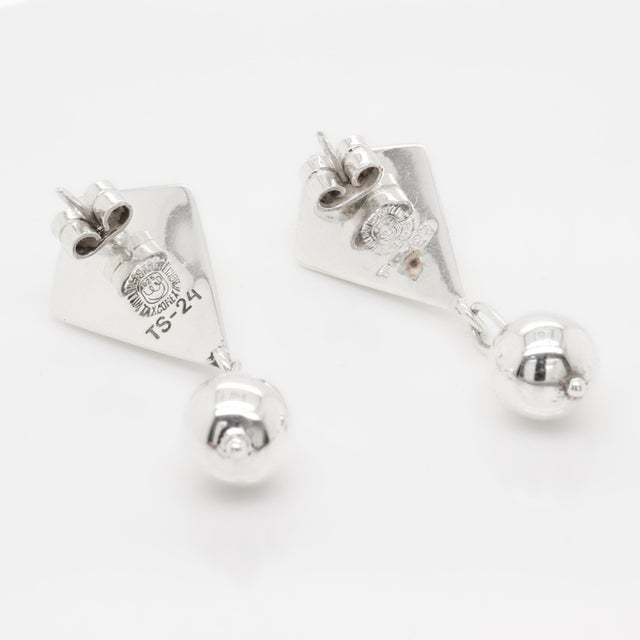 Pair of Mexican Mid-Century William Spratling Sterling Silver Drop Earrings For Sale - Image 11 of 12