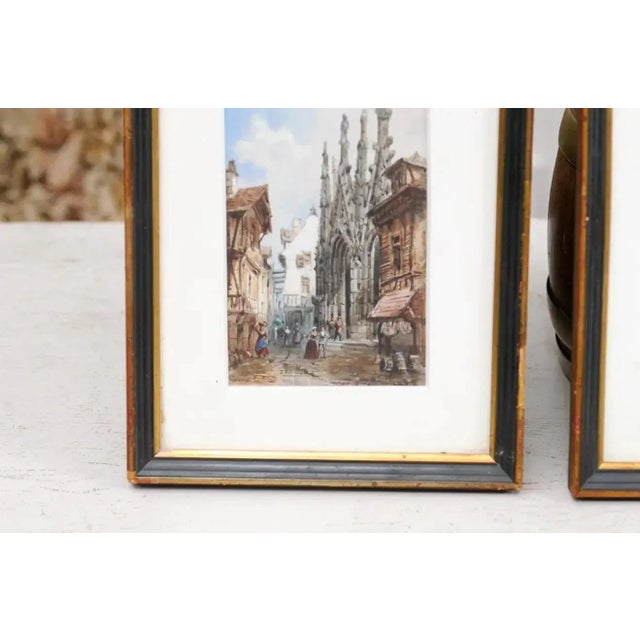 Framed Watercolors Depicting Gothic Churches by Théodore Henri Mansson - A Pair For Sale - Image 11 of 13