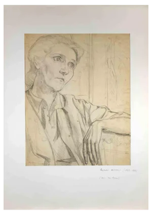Reynold Arnould, Portrait, Pencil Drawing, Mid-20th Century