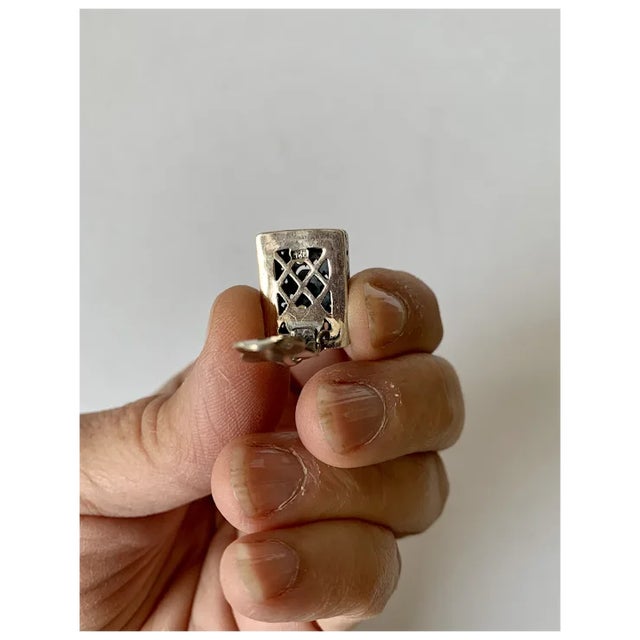 Late 20th Century Sterling and Turquoise Clip-On Earrings, A Pair For Sale - Image 11 of 12