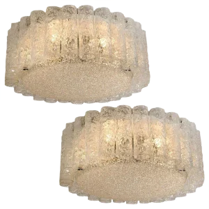 Clear Flush Mount Chandelier by Doria Leuchten Germany, 1970s
