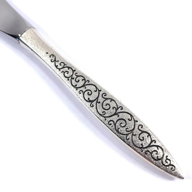Mid-Century Modern 1960s Wallace Sterling Silver Master Butter Knife - Spanish Lace Pattern For Sale - Image 3 of 5
