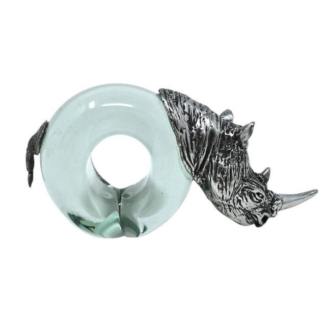 Vintage Makoulpa Safari Napkin Rings Set of 6 | Recycled Ngwenya Glass & Pewter African Wildlife Animals | Sustainable Ethical Nature Gift For Sale - Image 9 of 17