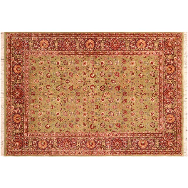 Burgundy Shabby Chic 1990's Pak-Persian Green/Burgundy Wool Rug - 6'2'' X 8'9'' For Sale - Image 8 of 9