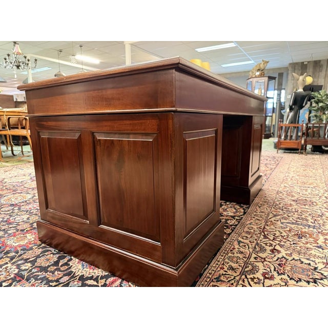 Metal English Desk in Teak with Leather For Sale - Image 7 of 18