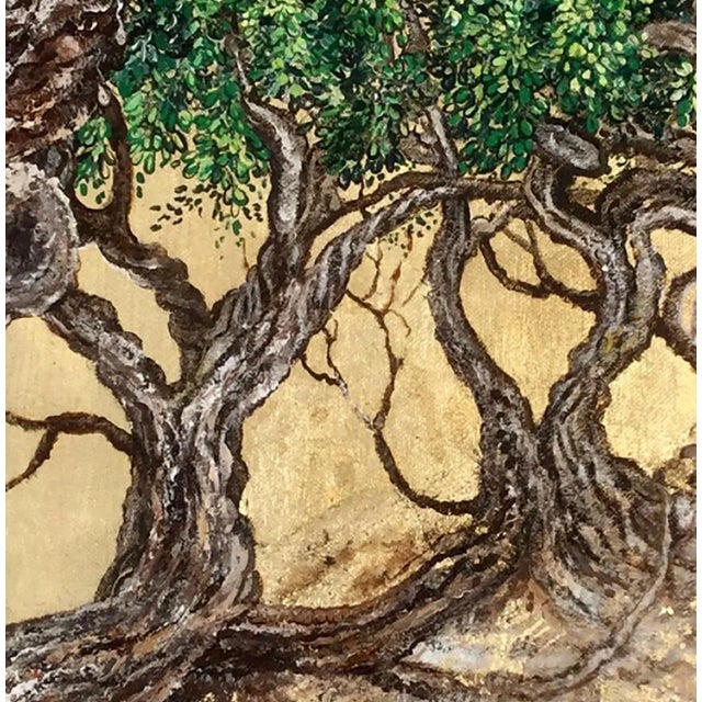 Anastasia Gklava, Mastic Trees Embrace, Oil & Gold Leaf Painting, 2021 For Sale - Image 10 of 11