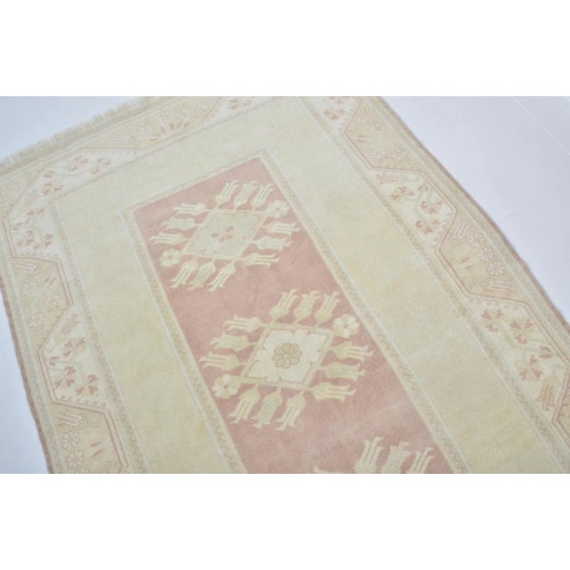 1960s 1960s Beige Vintage Natural Faded Handmade Wool Rug For Sale - Image 5 of 11