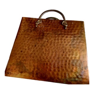 Vintage Copper and Brass Bag Style Magazine Holder For Sale