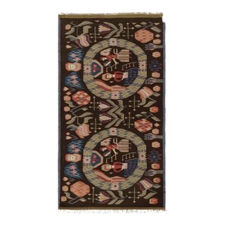 Antique Swedish Rollakan Tapestry With Pictorials and Florals, From Rug & Kilim For Sale