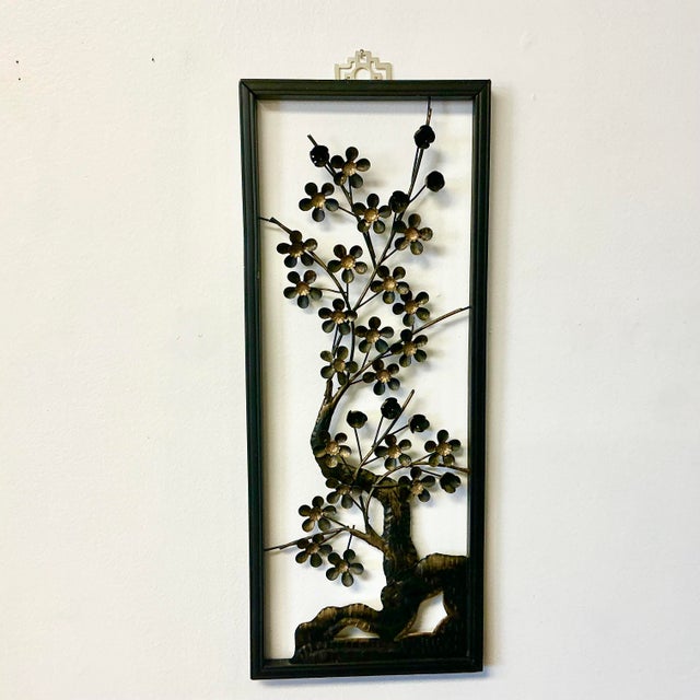 Mid-Century Chinoiserie Boho Chic Hollywood Regency Flora Tree Sculptural Wall Object For Sale - Image 4 of 9