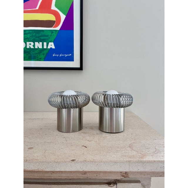 Spring Metal Wall Lights by Philippe Rogier for Oxar, 1970, Set of 2 For Sale - Image 6 of 6