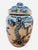Hand painted Spanish apothocary tabac jar, circa 1900. Painted with a crosshatch trellis border, floral sprays, and a...