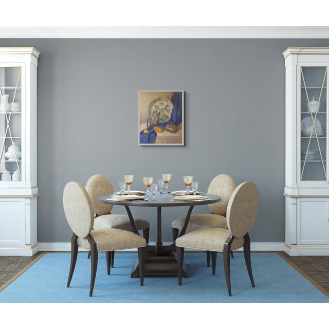 2020s Still Life With Silver Jug and Blue Drapery Original Impressionism Oil Painting Art by Anna Novick For Sale - Image 5 of 5