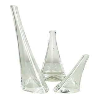 Crystal Vases by Angelo Mangiarotti for Cristalleria Colle, 1986, Set of 3 For Sale