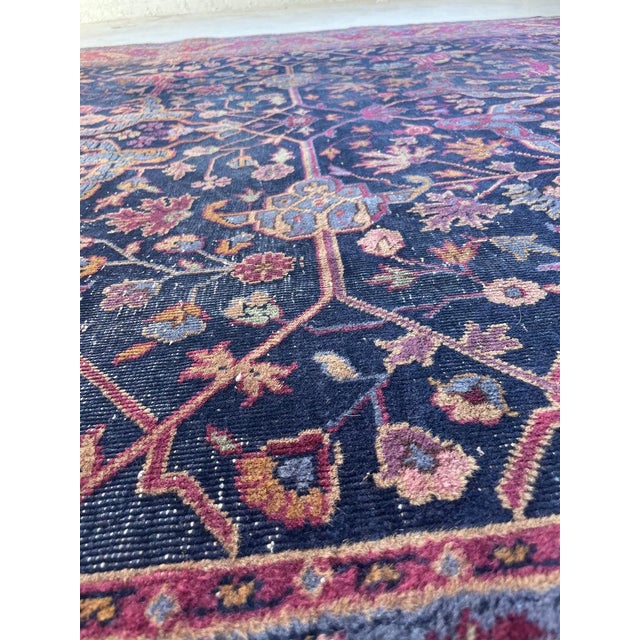 1950s Semi-Antique Kelleh Garrus Design Berry, Plum, Indigo, with Gorgeous Highlight Colors Rug 7.9 x 16.3 For Sale - Image 5 of 15