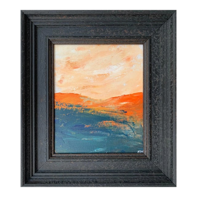 Angela Wakefield Abstract Orange & Black Mountain Landscape Study by Contemporary British Artist, 2020 For Sale