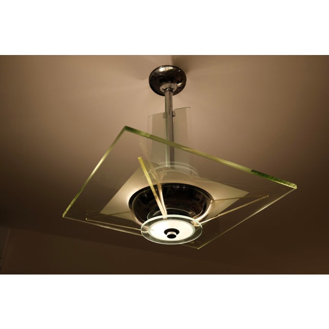 Art Deco Ceiling Lamp with Thick Glass Plate, 1930s For Sale - Image 4 of 12