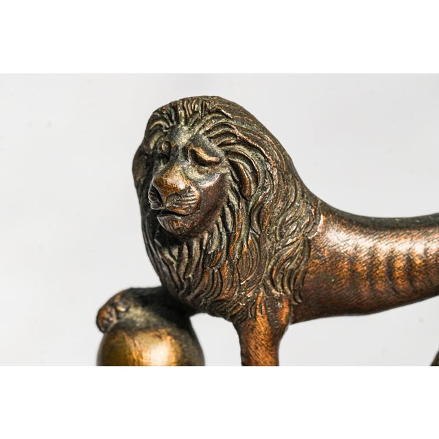 Grand Tour Heavy 19th Century Miniature Model Antique Grand Tour Waterloo Lion Brass Souvenir Butte Du Lion Monument France Home Decor For Sale - Image 3 of 11