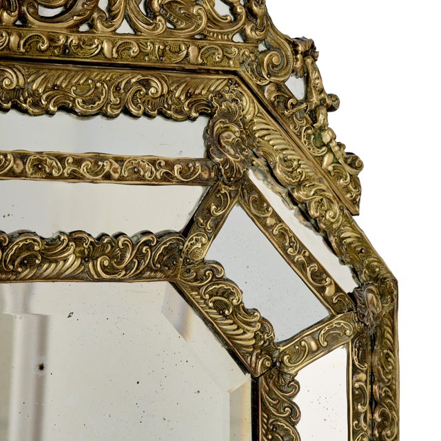 Metal French Napoleon III Gilt Brass Repoussé Cushion Mirror, 19th Century For Sale - Image 7 of 9