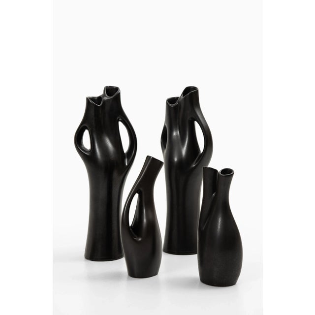 Stoneware Vases Model Mangania by Lillemor Mannerheim for Upsala Ekeby, 1950s, Set of 4 For Sale - Image 3 of 5