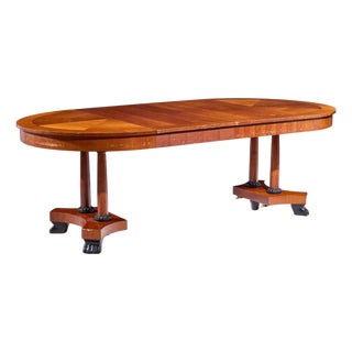 Baker Furniture Neoclassical Cherry Wood Expanding Dining Table With 2 Leaves For Sale