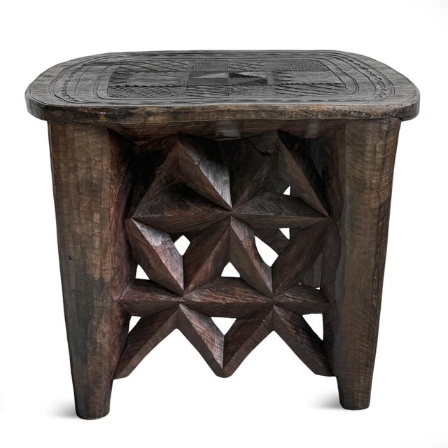 Vintage Large Nupe Wood Stool Table For Sale - Image 4 of 7