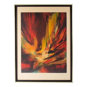 1974 “Flight to the Sun” Abstract Lithograph by Leonardo Nierman