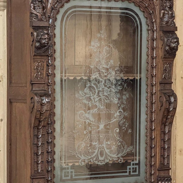 Pair 19th Century Flemish Bookcases With Etched Glass For Sale - Image 11 of 18