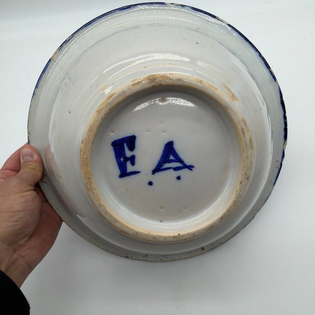 18th/19th Century French Blue & White Faience Centrepiece Bowl - 11.5" For Sale - Image 9 of 15