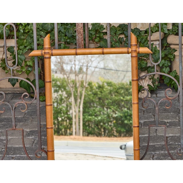 Early 20th Century Faux Bamboo Walnut Mirror with Original Glass, French circa 1900 For Sale - Image 5 of 12
