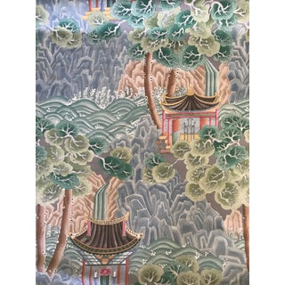 Chinoiserie Clarence House Hand Printed “Miramar” Fabric - 6 Yards For Sale