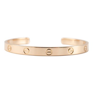 Cartier Love Classic Model 18k Rose Gold Open Screw Cuff Bangle Bracelet For Sale