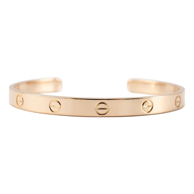 Cartier Love Classic Model 18k Rose Gold Open Screw Cuff Bangle Bracelet For Sale