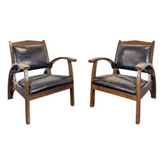 Leather Lounge Chairs, Set of 2 For Sale