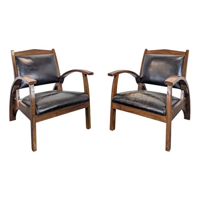 Leather Lounge Chairs, Set of 2 For Sale